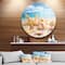 Designart - Starfish and Seashells on Beach' Seashore Photo Metal Circle Wall Art